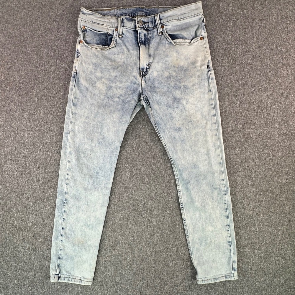 Levi's Jeans Mens 34x30 512 Slim Taper Light Blue Acid Wash Stretch